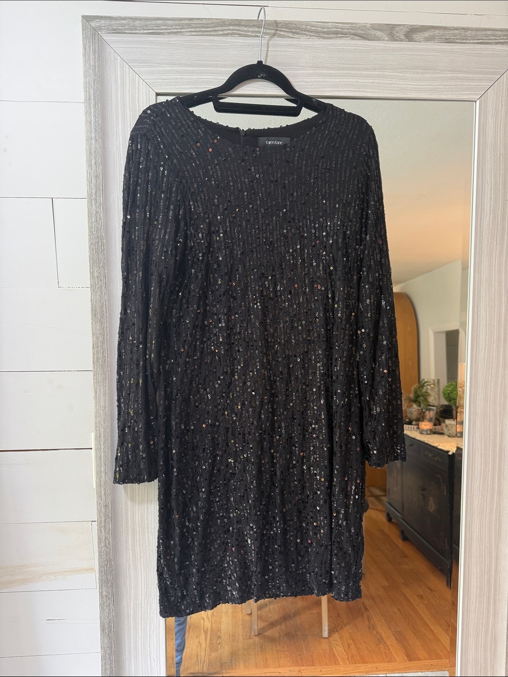 Karen Kane Black Sequin Crewneck Dress